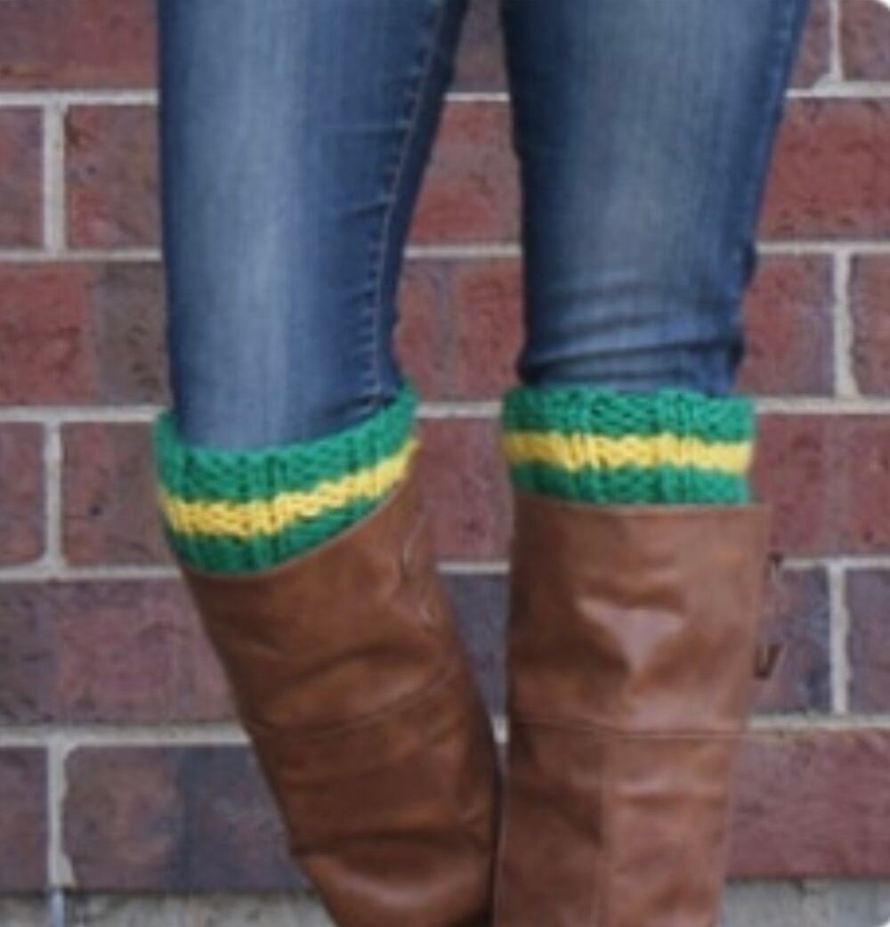 BOUTIQUE | Women's Green and Gold Packers Team Knit Boot Cuffs Leg Warmers NEW
